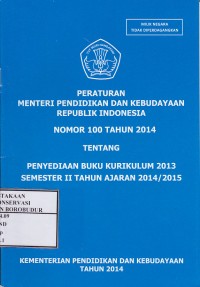 Image of Peraturan  Menteri Pendidikan dan Kebudayaan Republik Indonesia nomor 100 Tahun 2013 tentang Petunjuk Teknis Penggunaan Dana Alokasi Khusus Bidang Pendidikan Tahun Anggaran 2014