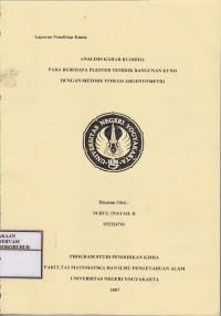 Image of Analisis Kadar Klorida pada Beberapa Plester Tembok Bangunan Kuno dengan Metode Titrasi Argentometri