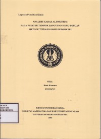 Image of Analisis Kadar Alumunium pada Plester Tembok Bangunan Kuno dengan Metode Titrasi Kompleksometri