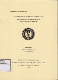 Image of Analisis kadar silika (SiO2) dan karbonat (CO3) dalam plester pada bangunan kuno dengan metode garvimetri