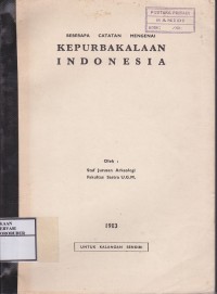 Image of Beberapa Catatan Mengenai Kepurbakalaan Indonesia