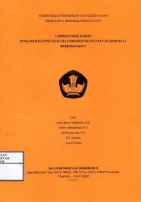 Image of Laporan hasil kajian pengaruh intensitas suara terhadap bangunan cagar budaya berbahan batu