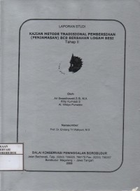 Image of Kajian metode tradisional pembersihan (penjamasan) BCB berbahan logam besi Tahap II