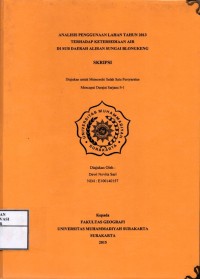 Image of Analisis penggunaan lahan tahun 2013 terhadap ketersediaan air di sub daerah aliran sungai blongkeng
