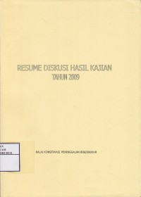 Image of Resume diskusi hasil kajian tahun 2009