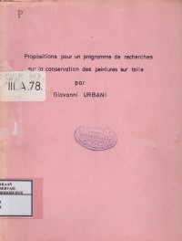 Image of Propositions Pour un Programme de Recherches Sur La Conservation Des Peintures Sur Toile