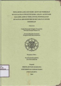 Image of Pengaruh Lama dan Suhu Aktivasi Terhadap Kualitas dan Struktur Kimia Arang Aktif dari Bagasse (Ampas Tebu) untuk Peningkatan Kualitas Air Konsumsi di Kecamatan Geyer Grobogan