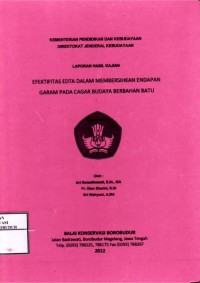 Image of Efektifitas Edta dalam Membersihkan Endapan Garam pada Cagar Budaya Berbahan Batu