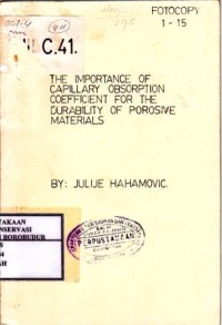 Image of The Importance of Capillary Obsorption Coeeficient for The Durability of Porosive Materials
