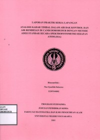 Image of Analisis kadar timbal dalam air bak kontrol dan air rembesan di candi Borobudur dengan metode adisi standar secara spektrofotometri erapan atom (SSA)